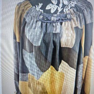 SIZE XL SIMPLY VERA WANG Multi-Colored Long Sleeve Blouse INVPV3045